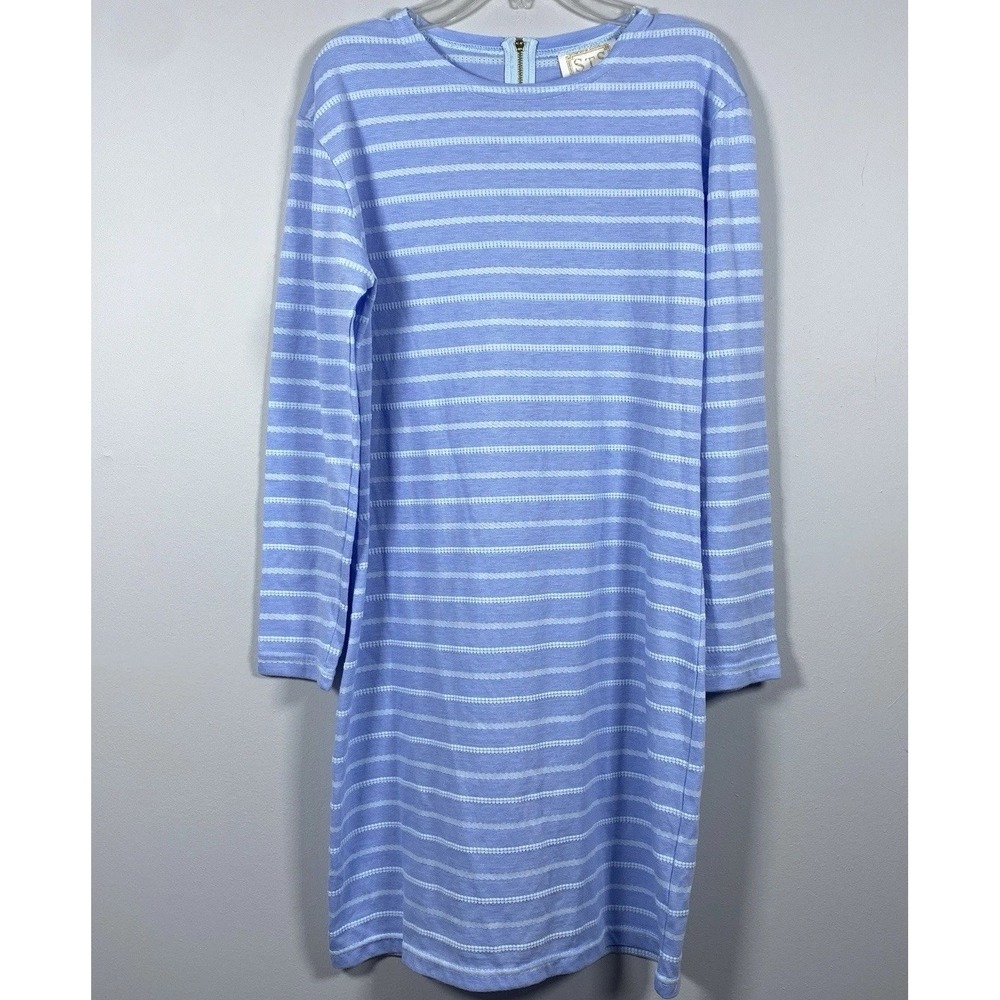 Sail to Sable Women's S Long Sleeve Mini Dress‎ Blue Striped STS Beach Coastal
